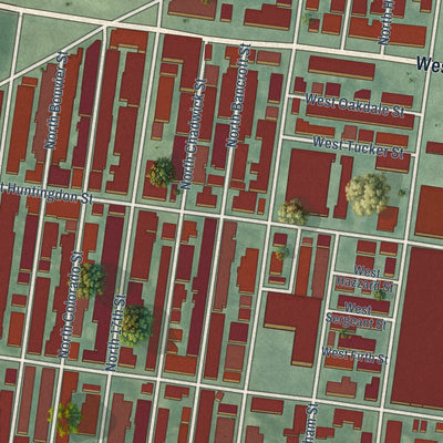 Close-up of the map of Stanton, Pennsylvania print showing street and building detail