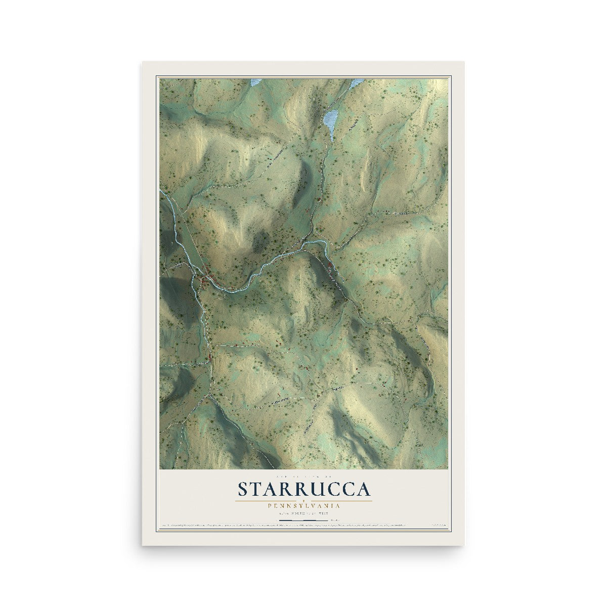 Map of Starrucca, Pennsylvania, 12 x 18 inch unframed archival matte print