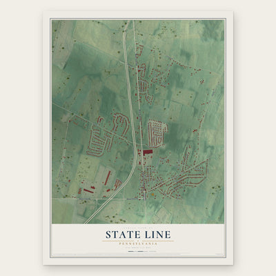State Line, Pennsylvania map print, the full design