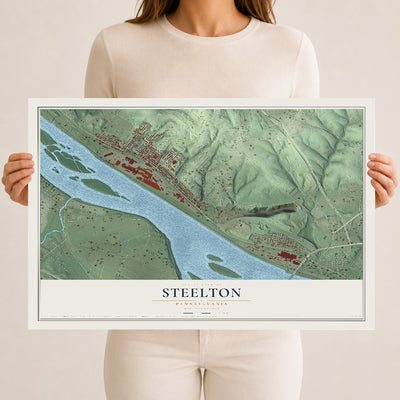 Map of Steelton, Pennsylvania, 12 x 18 inch unframed archival matte print