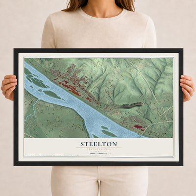 Map of Steelton, Pennsylvania, 12 x 18 inch print in a black wood frame