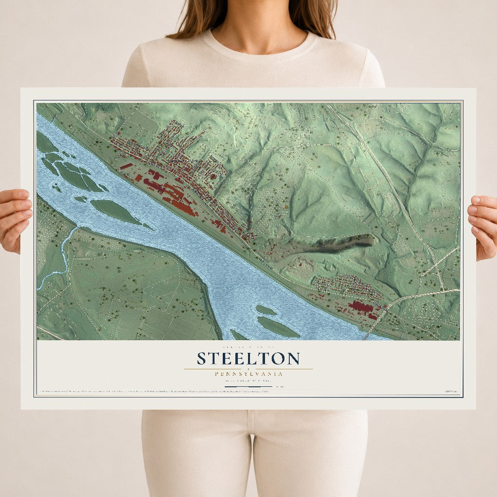 Map of Steelton, Pennsylvania, 18 x 24 inch unframed archival matte print