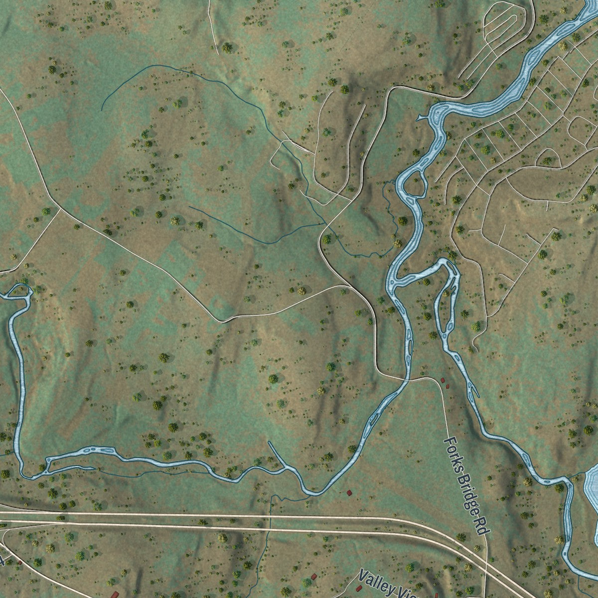 Second close-up of the map of Sterling, Pennsylvania print showing more streets and buildings