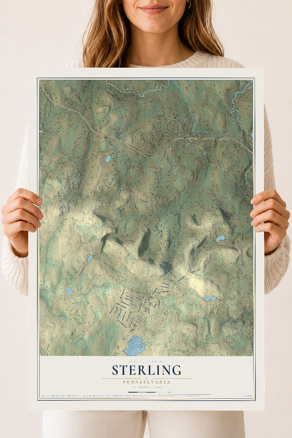 Map of Sterling, Pennsylvania, 18 x 24 inch unframed archival matte print