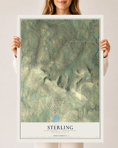 Map of Sterling, Pennsylvania, 24 x 36 inch unframed archival matte print