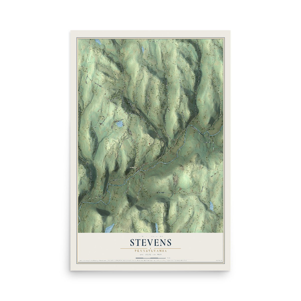 Map of Stevens, Pennsylvania, 12 x 18 inch unframed archival matte print