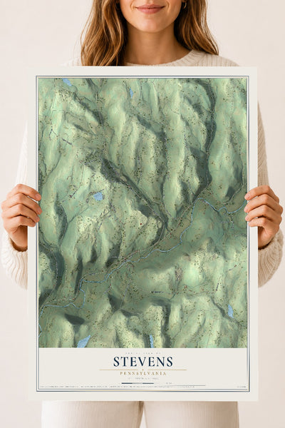 Map of Stevens, Pennsylvania, 18 x 24 inch unframed archival matte print
