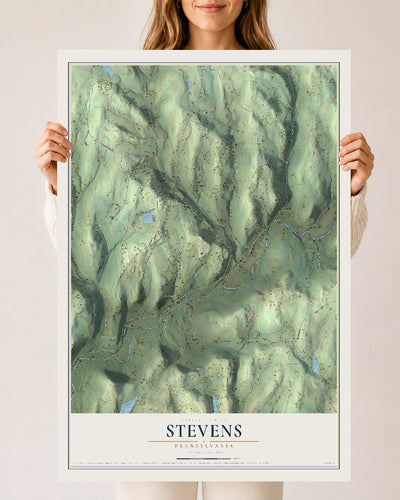 Map of Stevens, Pennsylvania, 24 x 36 inch unframed archival matte print