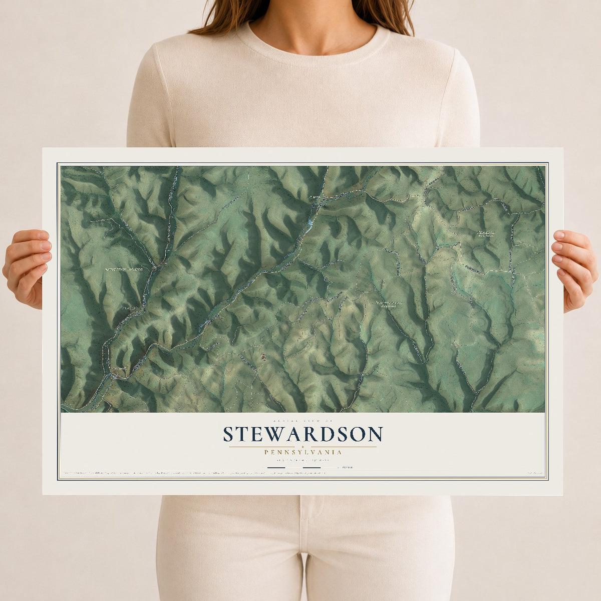 Map of Stewardson, Pennsylvania, 12 x 18 inch unframed archival matte print