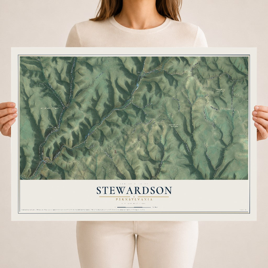 Map of Stewardson, Pennsylvania, 18 x 24 inch unframed archival matte print