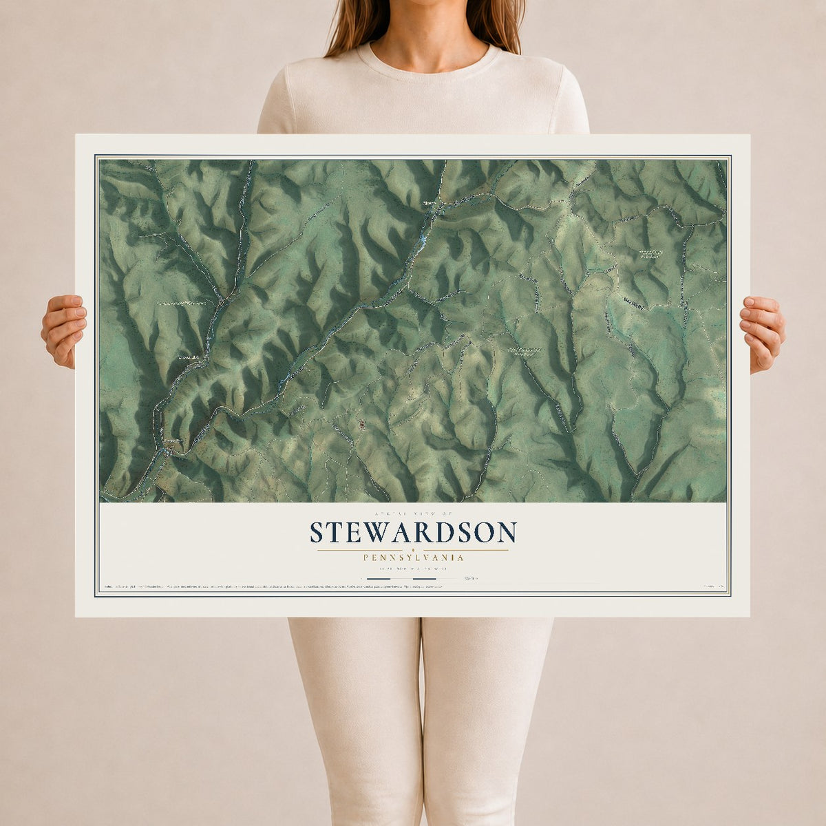 Map of Stewardson, Pennsylvania, 24 x 36 inch unframed archival matte print