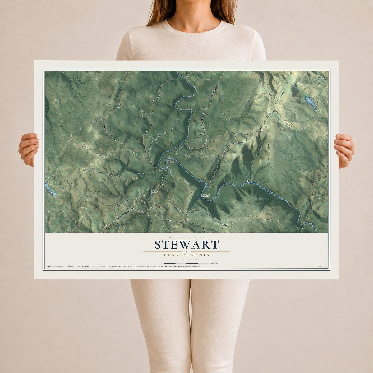 Map of Stewart, Pennsylvania, 24 x 36 inch unframed archival matte print