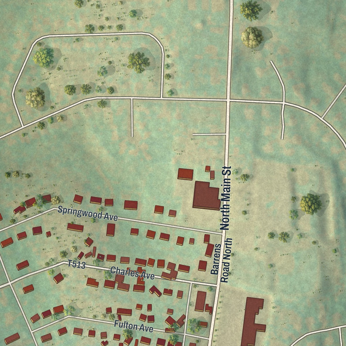 Second close-up of the map of Stewartstown, Pennsylvania print showing more streets and buildings
