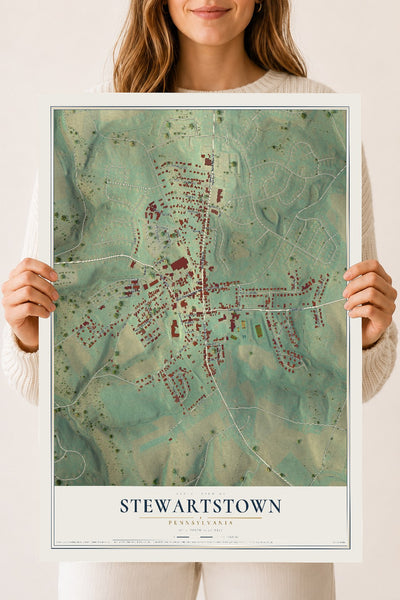 Map of Stewartstown, Pennsylvania, 18 x 24 inch unframed archival matte print