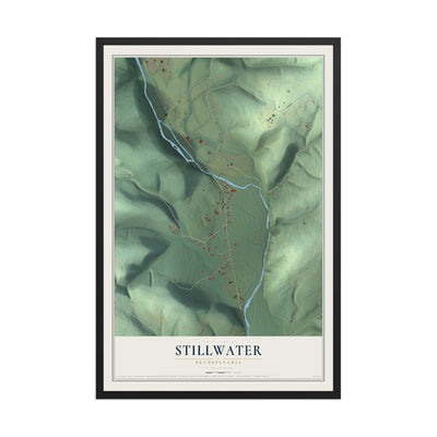 Map of Stillwater, Pennsylvania, 12 x 18 inch print in a black wood frame