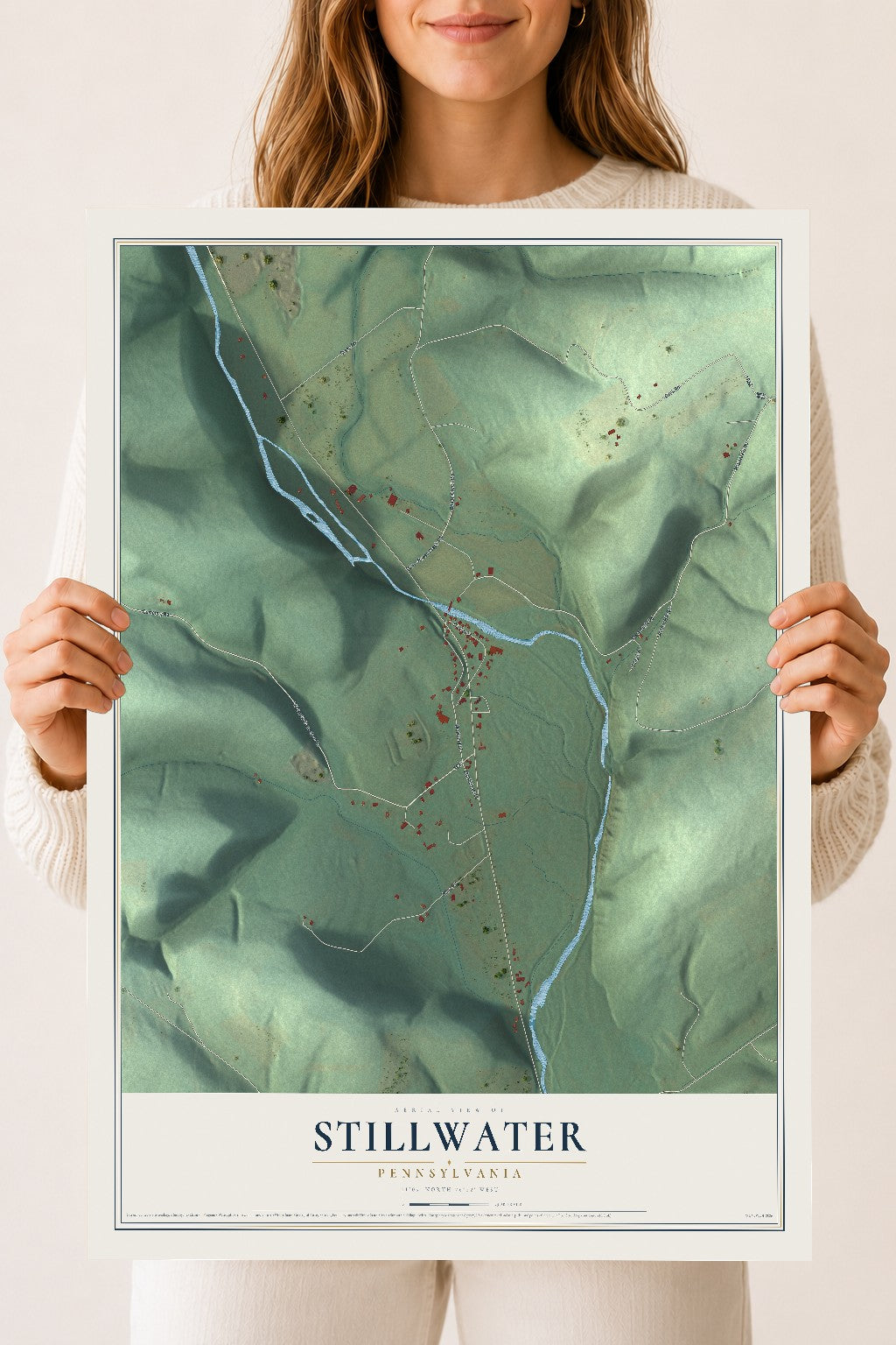 Map of Stillwater, Pennsylvania, 18 x 24 inch unframed archival matte print