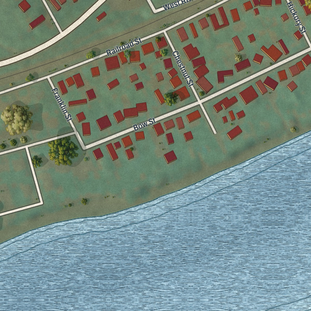 Close-up of the map of Stockdale, Pennsylvania print showing street and building detail