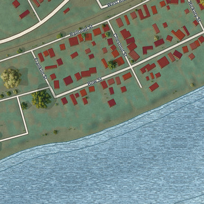 Close-up of the map of Stockdale, Pennsylvania print showing street and building detail