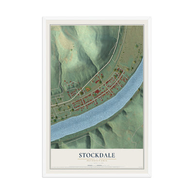 Map of Stockdale, Pennsylvania, 12 x 18 inch print in a white wood frame