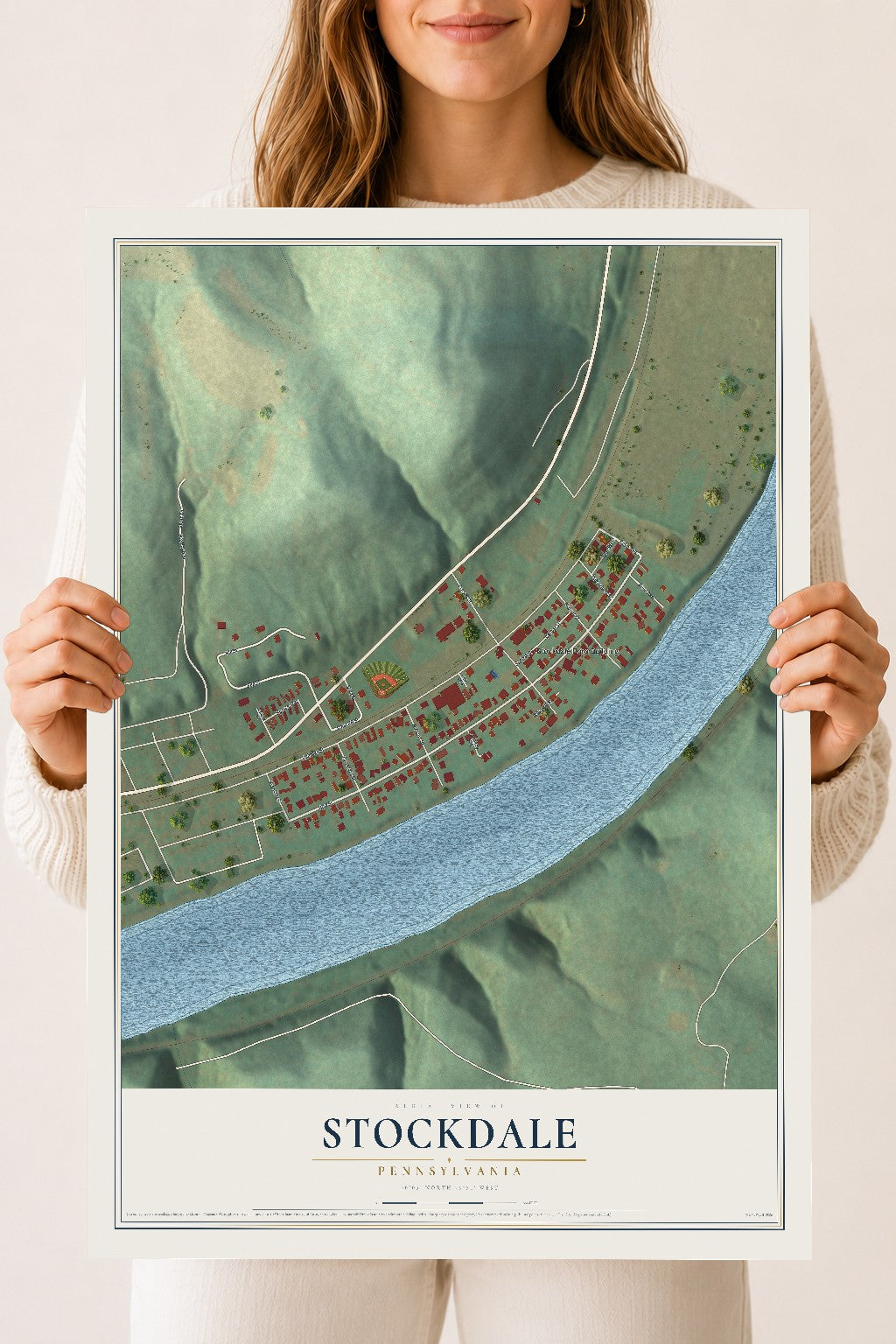 Map of Stockdale, Pennsylvania, 18 x 24 inch unframed archival matte print