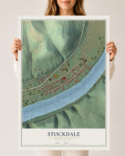 Map of Stockdale, Pennsylvania, 24 x 36 inch unframed archival matte print