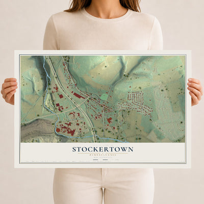 Map of Stockertown, Pennsylvania, 12 x 18 inch unframed archival matte print