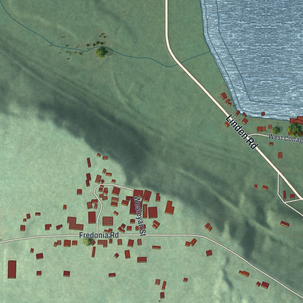 Second close-up of the map of Stoneboro, Pennsylvania print showing more streets and buildings
