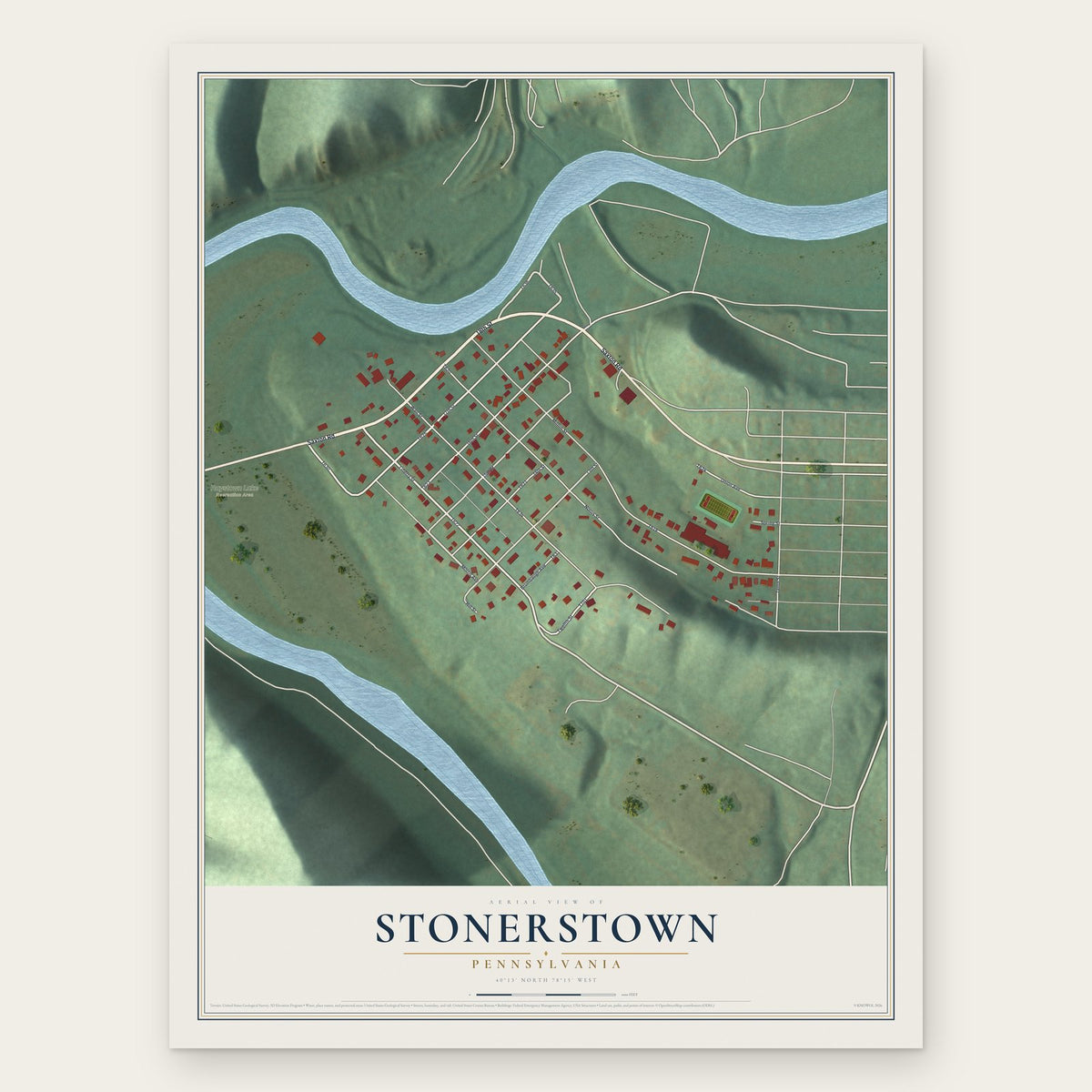 Stonerstown, Pennsylvania map print, the full design