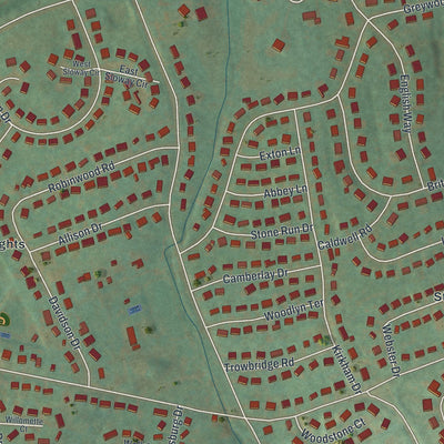Close-up of the map of Stonybrook, Pennsylvania print showing street and building detail