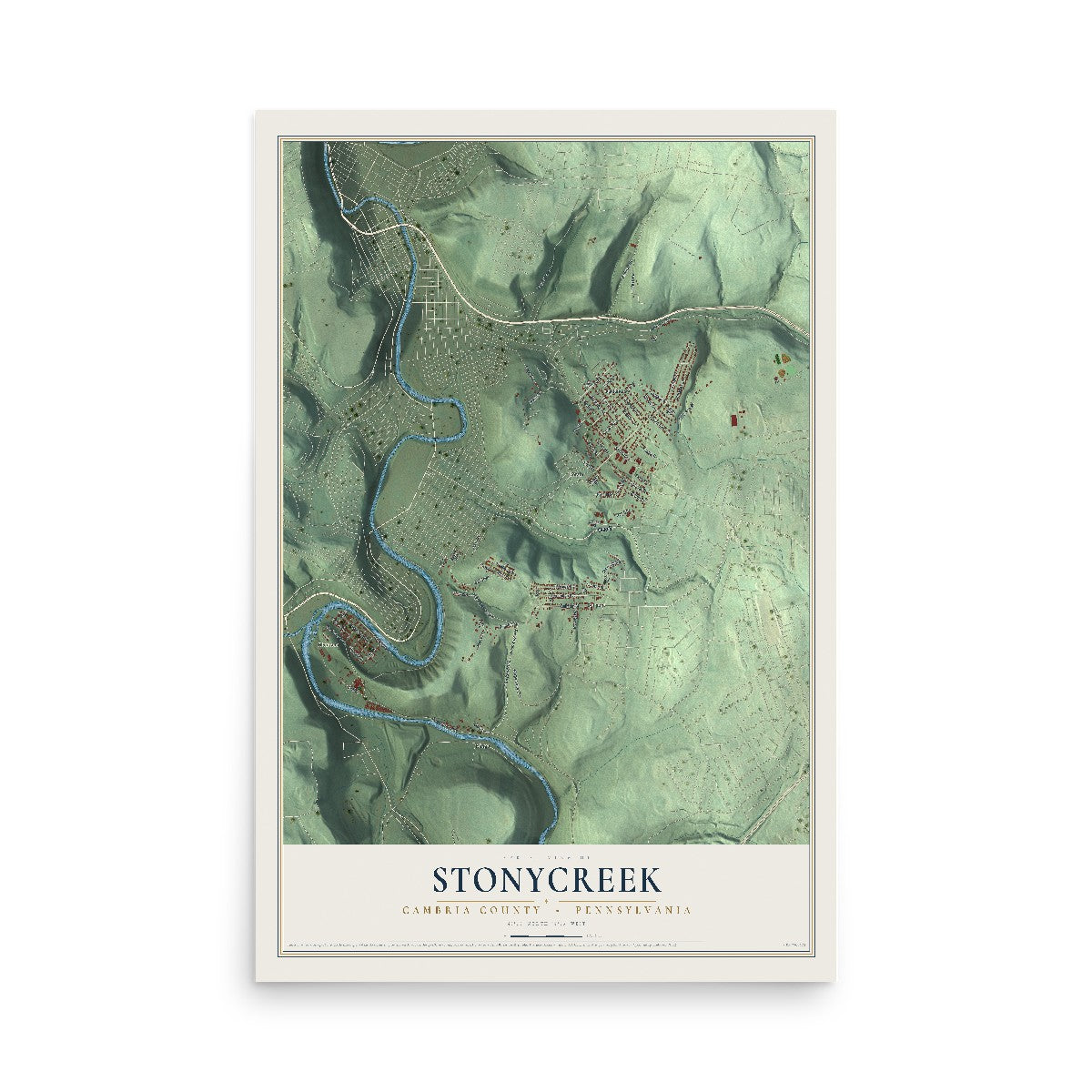 Map of Stonycreek, Cambria County, Pennsylvania, 12 x 18 inch unframed archival matte print