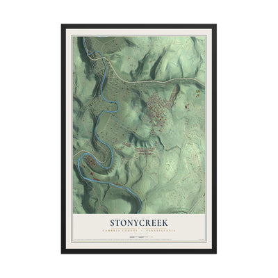 Map of Stonycreek, Cambria County, Pennsylvania, 12 x 18 inch print in a black wood frame