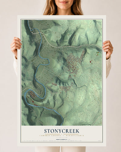 Map of Stonycreek, Cambria County, Pennsylvania, 24 x 36 inch unframed archival matte print