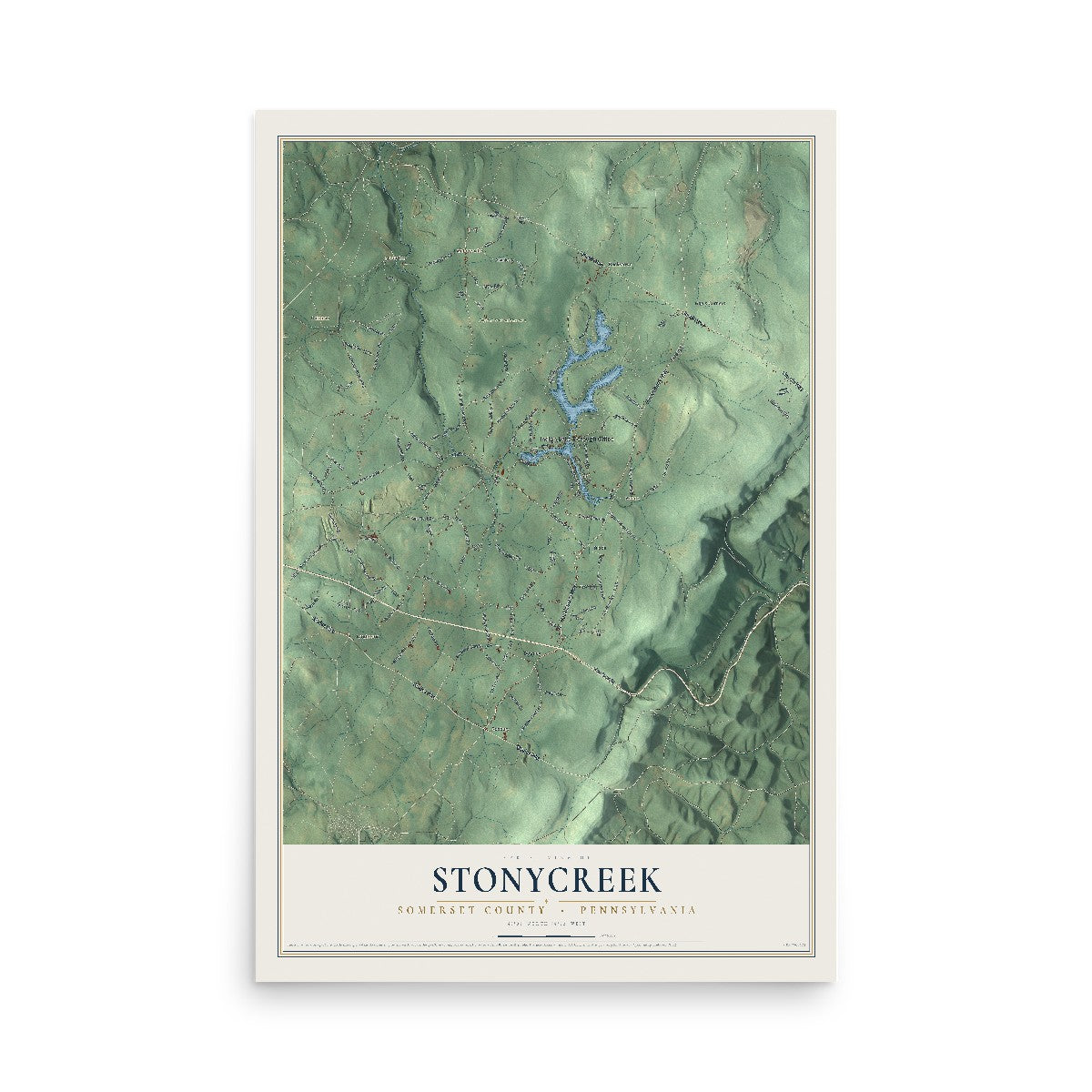 Map of Stonycreek, Somerset County, Pennsylvania, 12 x 18 inch unframed archival matte print