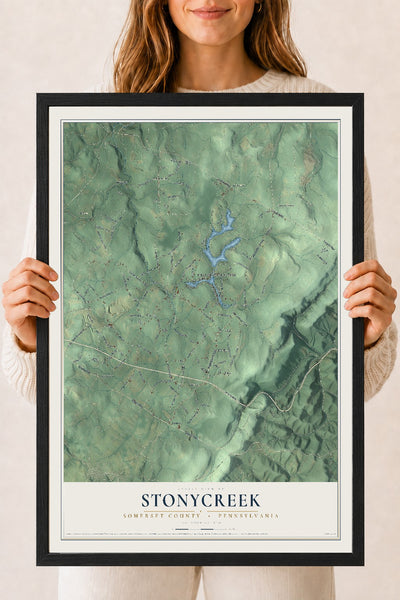 Map of Stonycreek, Somerset County, Pennsylvania, 18 x 24 inch print in a black wood frame