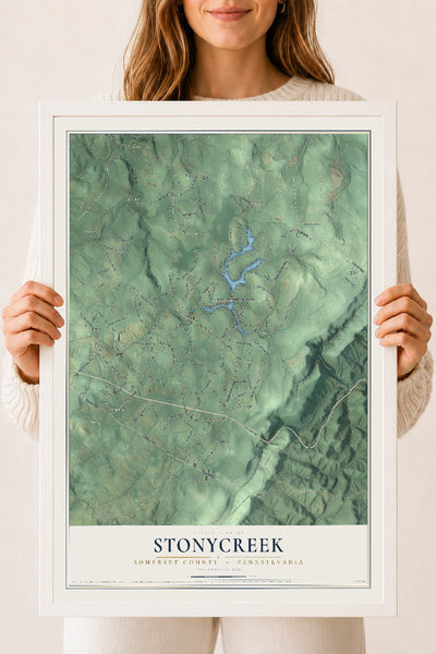 Map of Stonycreek, Somerset County, Pennsylvania, 18 x 24 inch print in a white wood frame