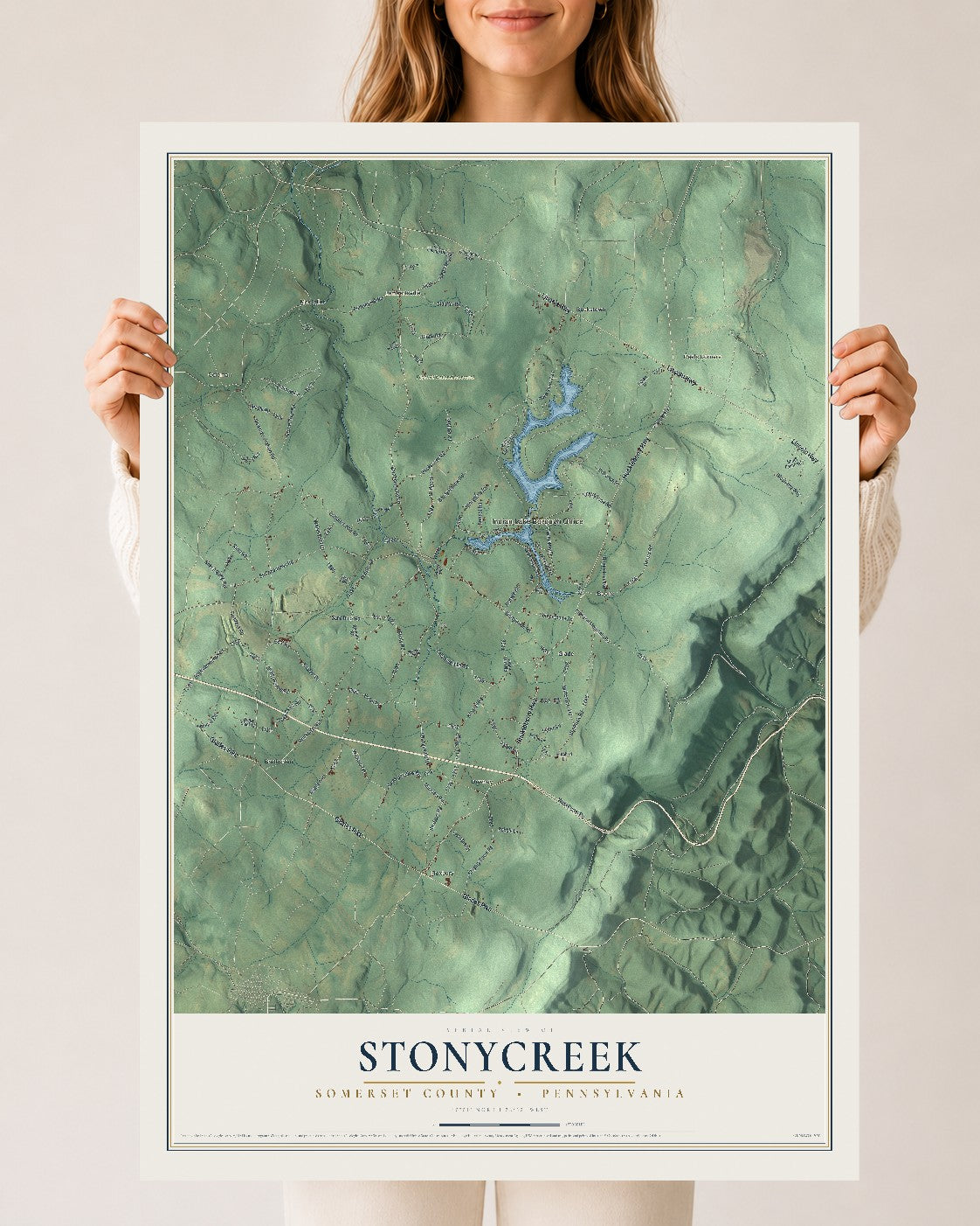 Map of Stonycreek, Somerset County, Pennsylvania, 24 x 36 inch unframed archival matte print