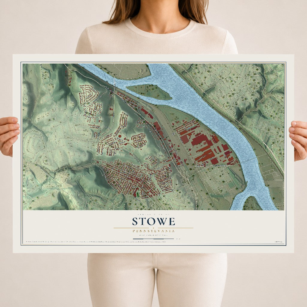 Map of Stowe, Pennsylvania, 18 x 24 inch unframed archival matte print