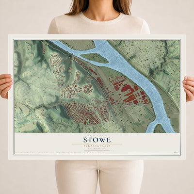 Map of Stowe, Pennsylvania, 18 x 24 inch unframed archival matte print
