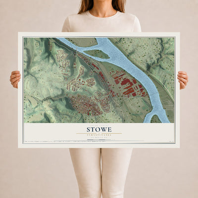 Map of Stowe, Pennsylvania, 24 x 36 inch unframed archival matte print
