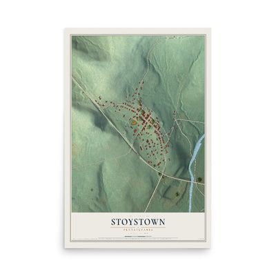 Map of Stoystown, Pennsylvania, 12 x 18 inch unframed archival matte print