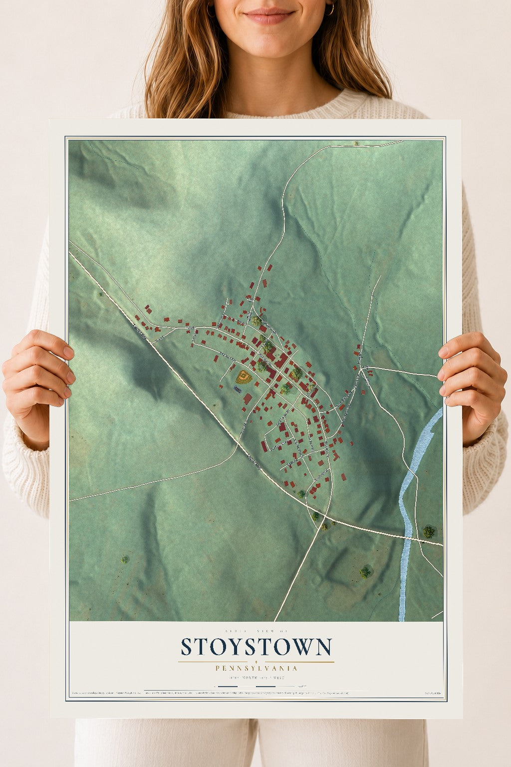 Map of Stoystown, Pennsylvania, 18 x 24 inch unframed archival matte print