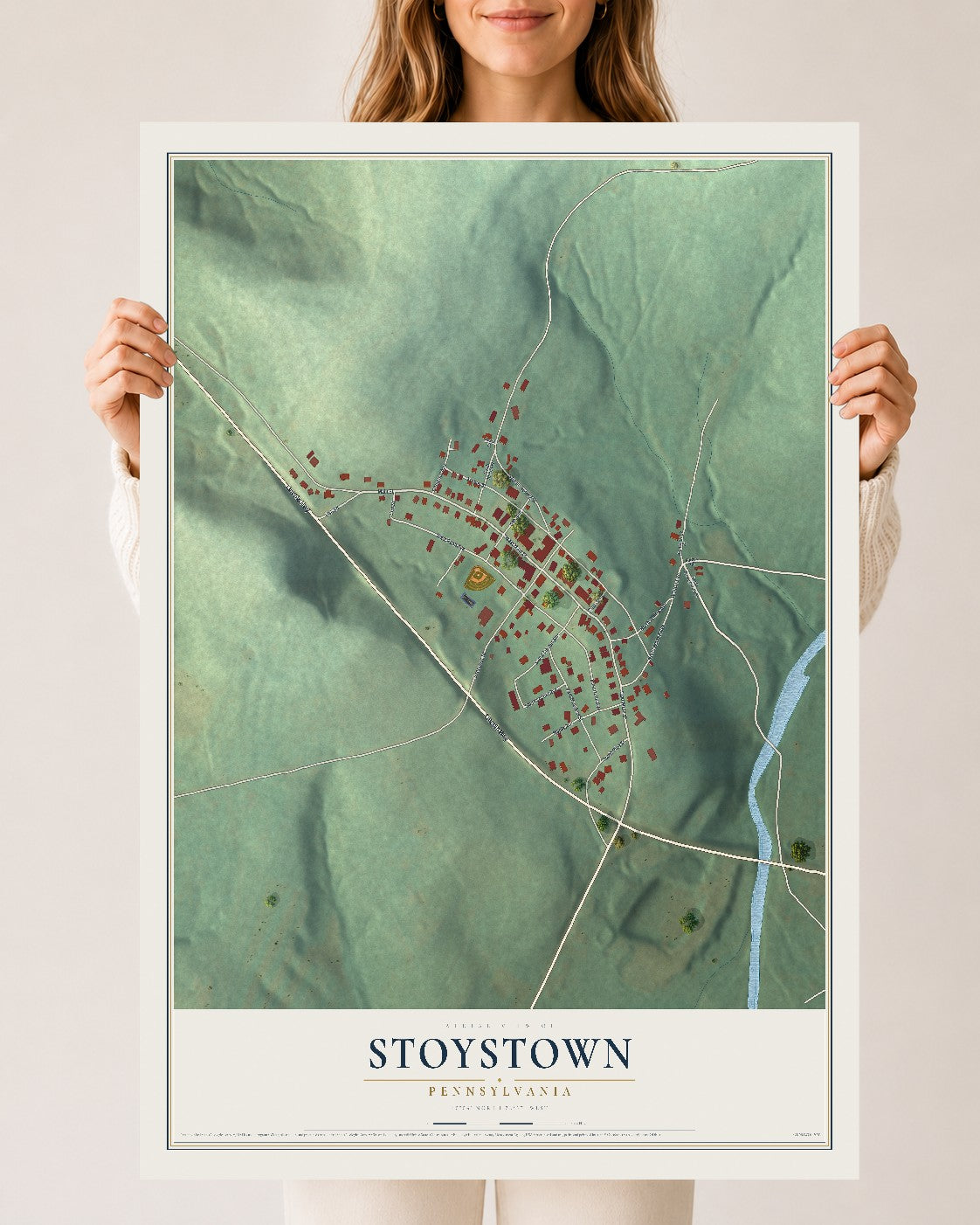 Map of Stoystown, Pennsylvania, 24 x 36 inch unframed archival matte print