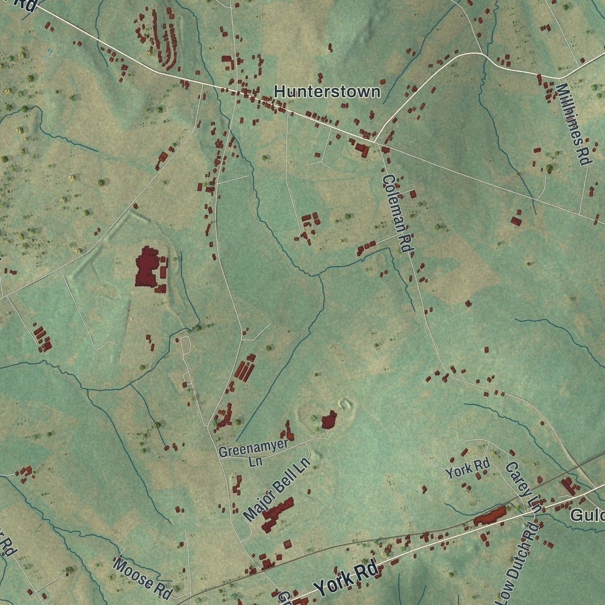 Second close-up of the map of Straban, Pennsylvania print showing more streets and buildings