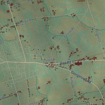 Second close-up of the map of Strasburg, Lancaster County, Pennsylvania print showing more streets and buildings