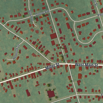 Second close-up of the map of the Borough of Strasburg, Lancaster County, Pennsylvania print showing more streets and buildings