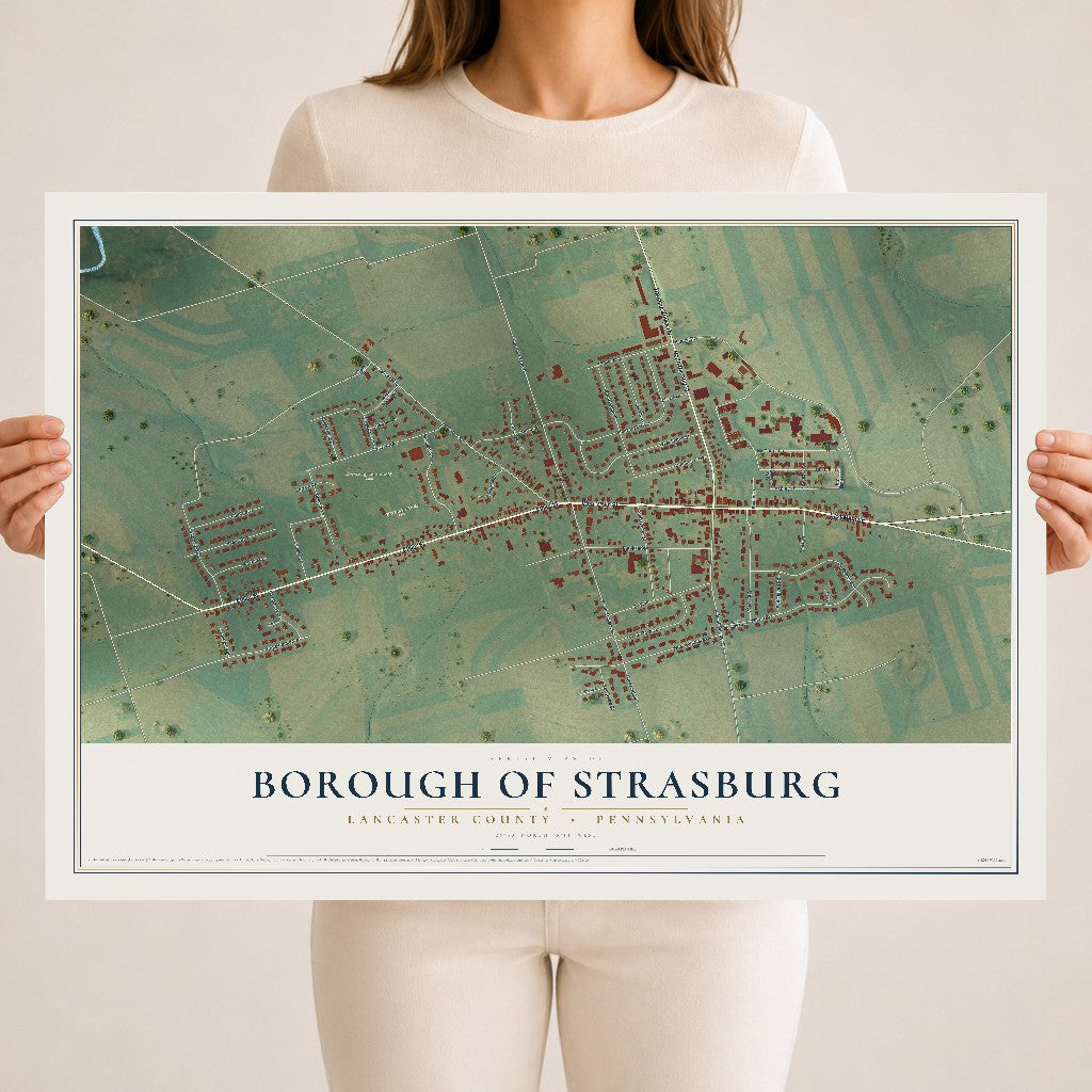 Map of the Borough of Strasburg, Lancaster County, Pennsylvania, 18 x 24 inch unframed archival matte print