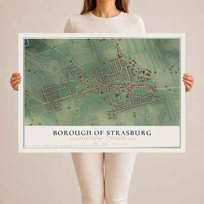 Map of the Borough of Strasburg, Lancaster County, Pennsylvania, 24 x 36 inch unframed archival matte print