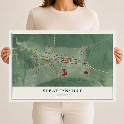 Map of Strattanville, Pennsylvania, 12 x 18 inch unframed archival matte print