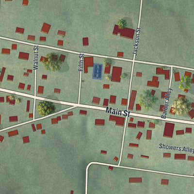 Close-up of the map of Strattanville, Pennsylvania print showing street and building detail