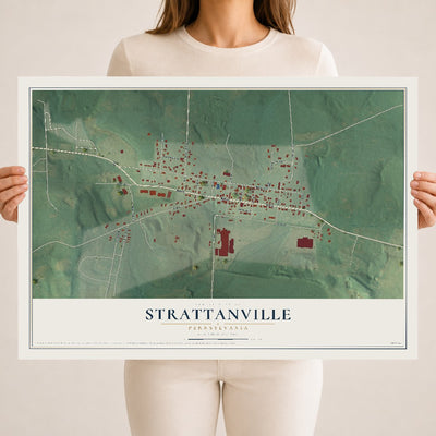 Map of Strattanville, Pennsylvania, 18 x 24 inch unframed archival matte print